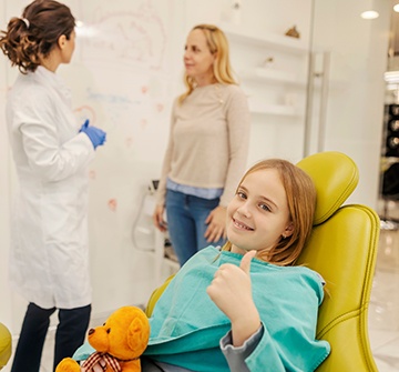 a child visiting her dentist